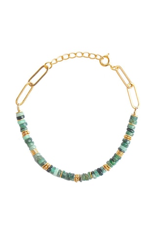 Bracelet doré à l'or fin jaune - Emeraudes