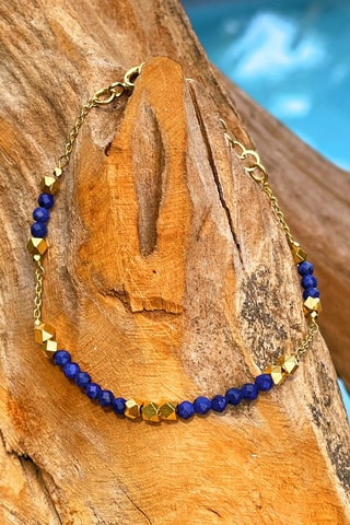 Bracelet doré à l'or fin jaune - Lapis-lazuli