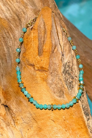 Bracelet doré à l'or fin jaune - Amazonite
