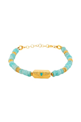 Bracelet doré à l'or fin jaune - Amazonite et turquoise