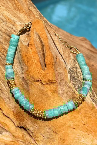 Bracelet doré à l'or fin jaune - Amazonite