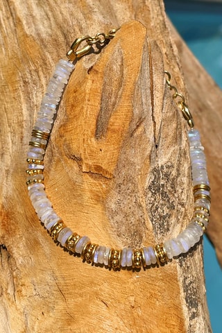 Bracelet doré à l'or fin jaune - Pierre de lune