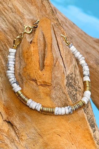 Bracelet doré à l'or fin jaune - Howlites