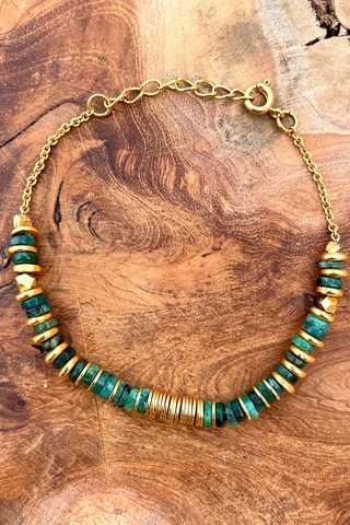 Bracelet doré à l'or fin jaune - Emeraudes
