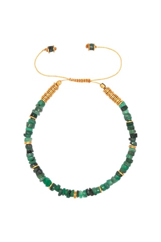 Bracelet - 
Plaqué or jaune et émeraudes