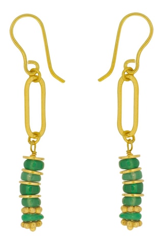 Boucles d'oreilles dorées à l'or fin jaune - Emeraudes