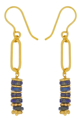 Boucles d'oreilles dorées à l'or fin jaune - Lapis-lazulis