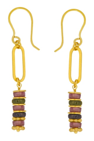 Boucles d'oreilles dorées à l'or fin jaune - Tourmalines