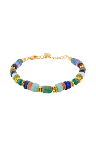 Bracelet - Quartz rose, améthyste, œil-de-tigre, labradorite, agate, péridot, turquoise africaine, lapis-lazuli, aventurine pêche et amazonite