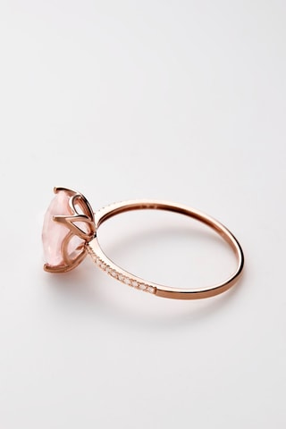 Bague Havva Or rose, diamants et quartz