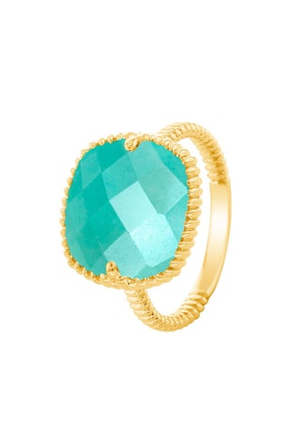 Bague dorée à l'or fin jaune - Amazonite