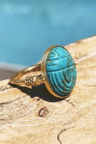 Bague dorée à l'or fin jaune - Turquoise
