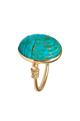 Bague dorée à l'or fin jaune - Turquoise