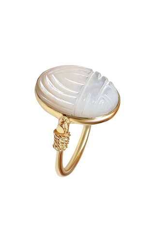 Bague dorée à l'or fin jaune - Nacre
