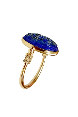 Bague dorée à l'or fin jaune - Lapis-lazuli
