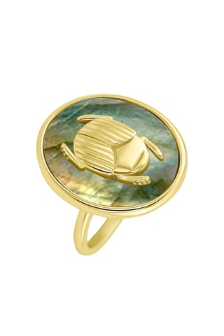 Bague dorée à l'or fin jaune - Labradorite