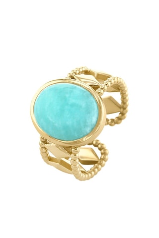 Bague - Plaqué or jaune et amazonite