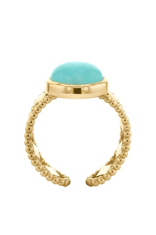 Bague - Plaqué or jaune et amazonite