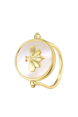 Bague dorée à l'or fin jaune Nacre et labradorite