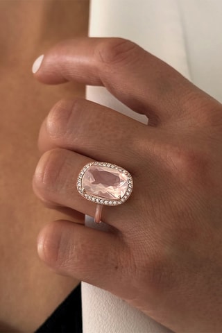Bague Argent plaqué or rose et quartz rose