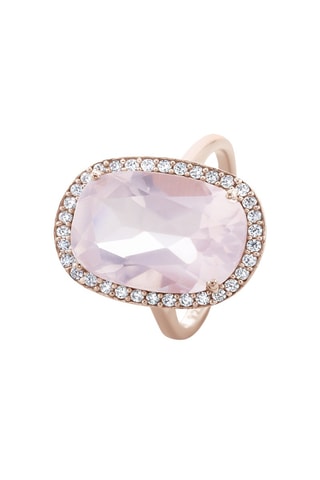 Bague Argent plaqué or rose et quartz rose