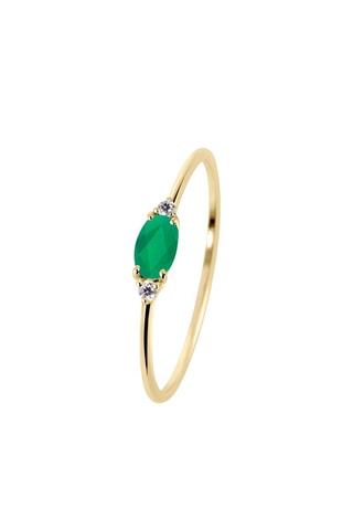 Bague - Argent plaqué or jaune et calcédoine