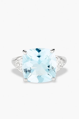 Bague Blue Light Or blanc et topazes