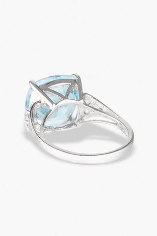 Bague Blue Light Or blanc et topazes