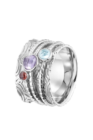 Bague - Argent, améthyste, topaze et grenat