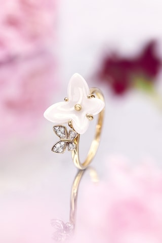 Bague Nasia Or jaune, céramique et diamants