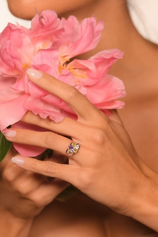 Bague Color Explosion - Or blanc, améthyste, topaze, citrine, tourmaline, péridot et diamant