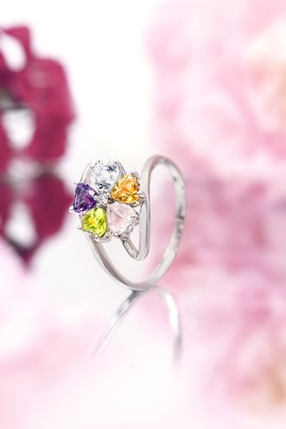 Bague Color Explosion - Or blanc, améthyste, topaze, citrine, tourmaline, péridot et diamant