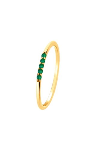 Bague - Argent plaqué or jaune et émeraudes