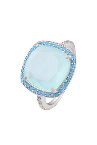 Bague - Argent, aqua calci, turquoises et zirconiums