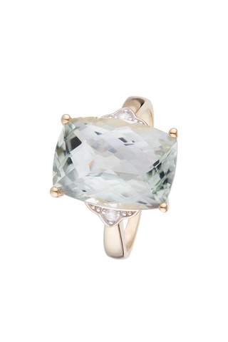Bague Green hill   Or jaune, quartz vert et diamants