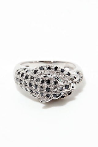 Bague Panthère Noire Or blanc, diamants et émeraudes
