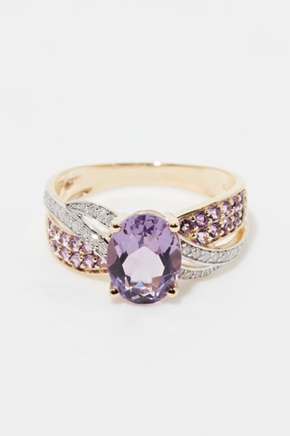 Bague Ballarat Or jaune, diamants, et améthystes