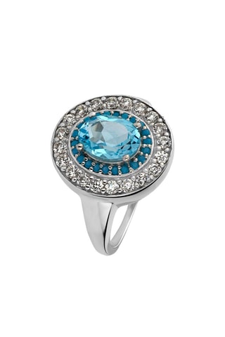 Bague Argent, topaze et turquoises