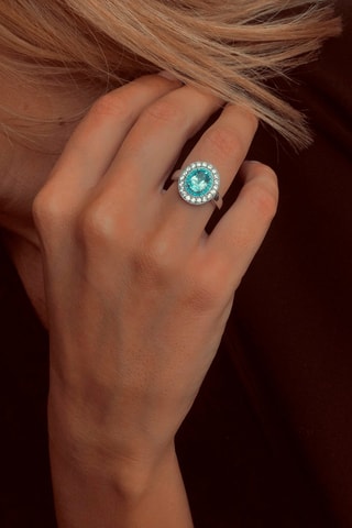 Bague Argent, topaze et turquoises