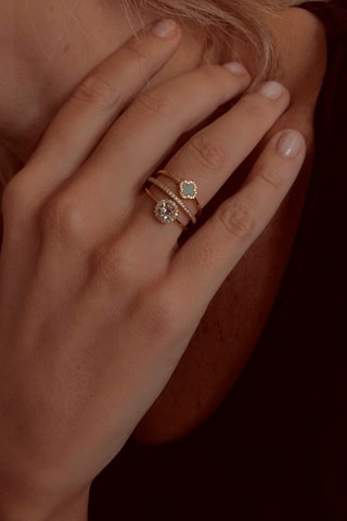 Bague - Argent plaqué or jaune et améthyste