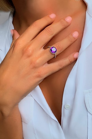 Bague Argent et améthyste