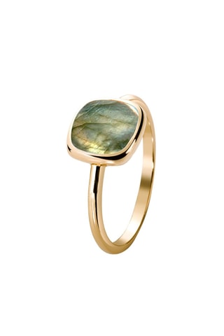 Bague - Argent plaqué or jaune et labradorite