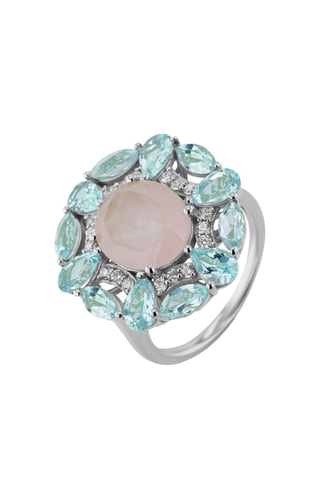 Bague - Argent, quartz et topazes