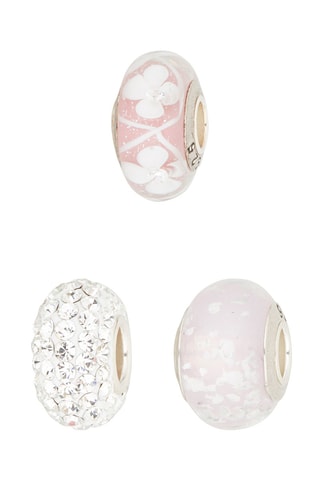 3 beads  Argent et verre de Murano