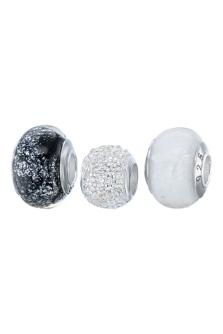 3 beads  Argent et verre de Murano