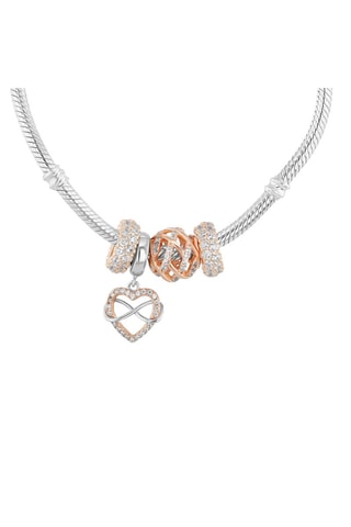3 charms et 1 charm pendant Argent plaqué or rose