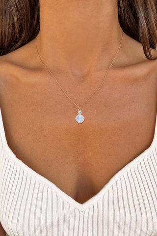 Collier - Argent plaqué or rose, pierre de lune et topaze