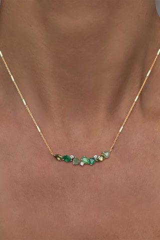 Collier - Argent plaqué or jaune, aventurines, onyx et péridots
