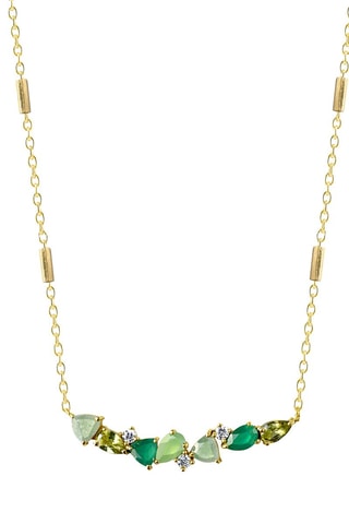 Collier - Argent plaqué or jaune, aventurines, onyx et péridots