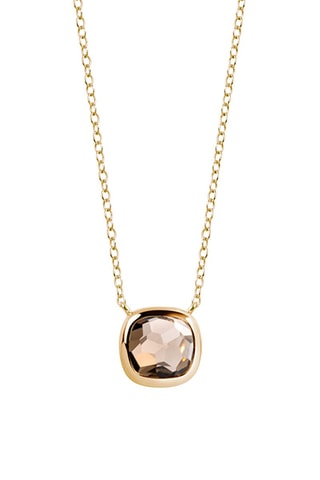 Collier - Argent plaqué or jaune et quartz fumé
